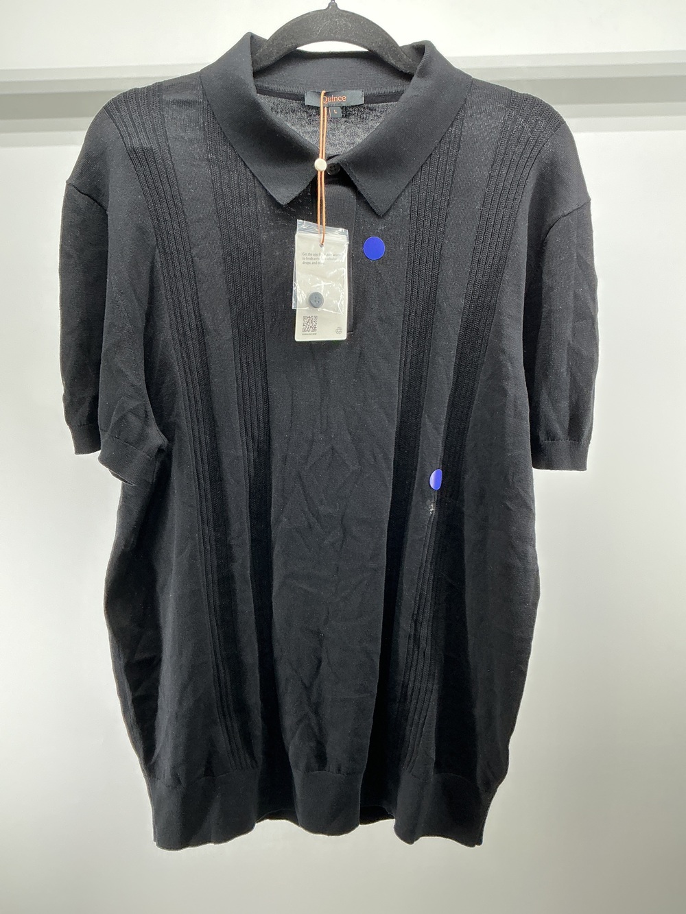 Cotton-Silk Ribbed Short Sleeve Sweater Polo